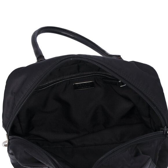 PRADA Triangle Logo Handbag Black Nylon Leather Bear Beaded - Picture 7 of 7